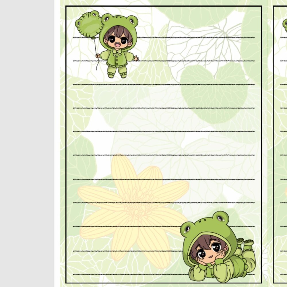 Handmade Notepad, anime, frog, girl, green, gift, tear away, stationery